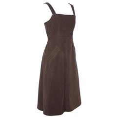 Adorable 1960's Courreges Brown Corduroy Jumper Dress