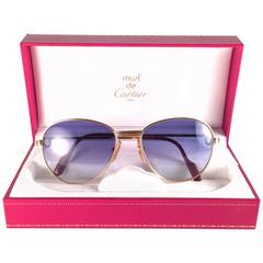New Vintage Cartier Louis Diamonds 55mm Sunglasses Heavy Gold Plated ...