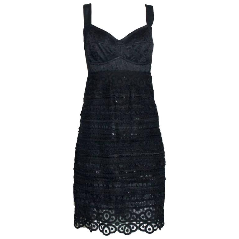 dolce and gabbana black lace dress