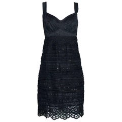 Dolce & Gabbana Black Corset Lace Eyelet Dress with Sequins