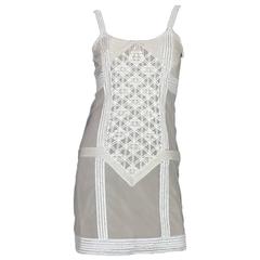 Fendi Nude & White Sequin Mesh Cocktail Dress 1