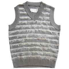 Canottiera Martin Margiela in maglia grigia e mohair bianco
