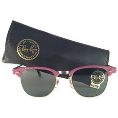 New Ray Ban Clubmaster Raspberry & Gold Edition G15 Lens B&L USA 80's Sunglasses
