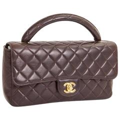 Vintage Quilted Brown Leather Chanel Bag