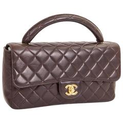 Quilted Brown Leather Chanel Bag 5