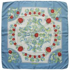 Vintage Rare Hermes Silk Scarf Coccinelles Ladybugs Karin Swildens White 88 cm