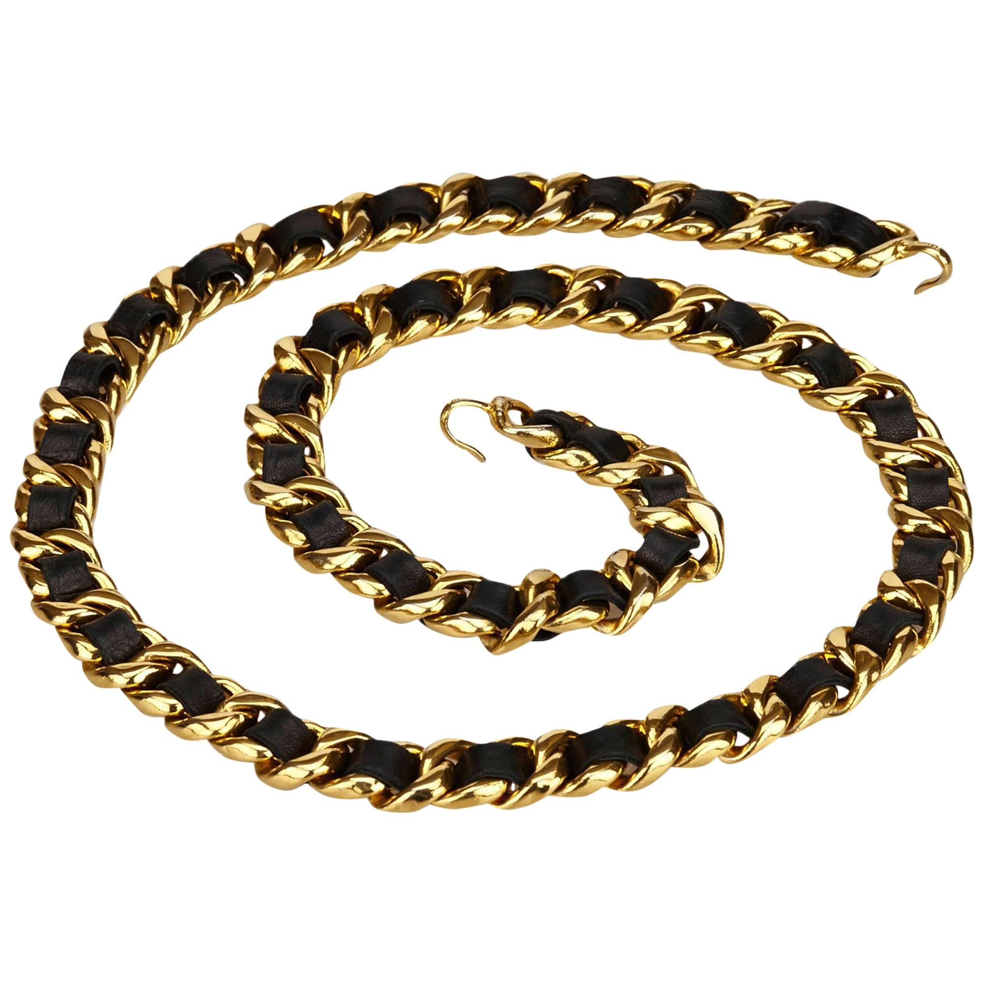 Chanel Black Medallion Gold Chain Belt