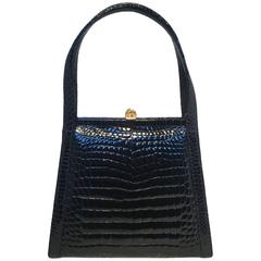 Maxima Vintage Navy Blue Alligator Handbag