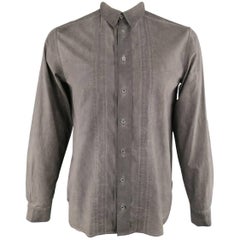 FORME 3’3204322896 Shirt - Smalll Charcoal Washed Dyed Cotton Long Sleeve