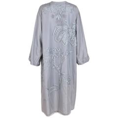 2004 S/S Dries Van Noten Pale Blue Duster Coat w/Appliqued Floral Design 11