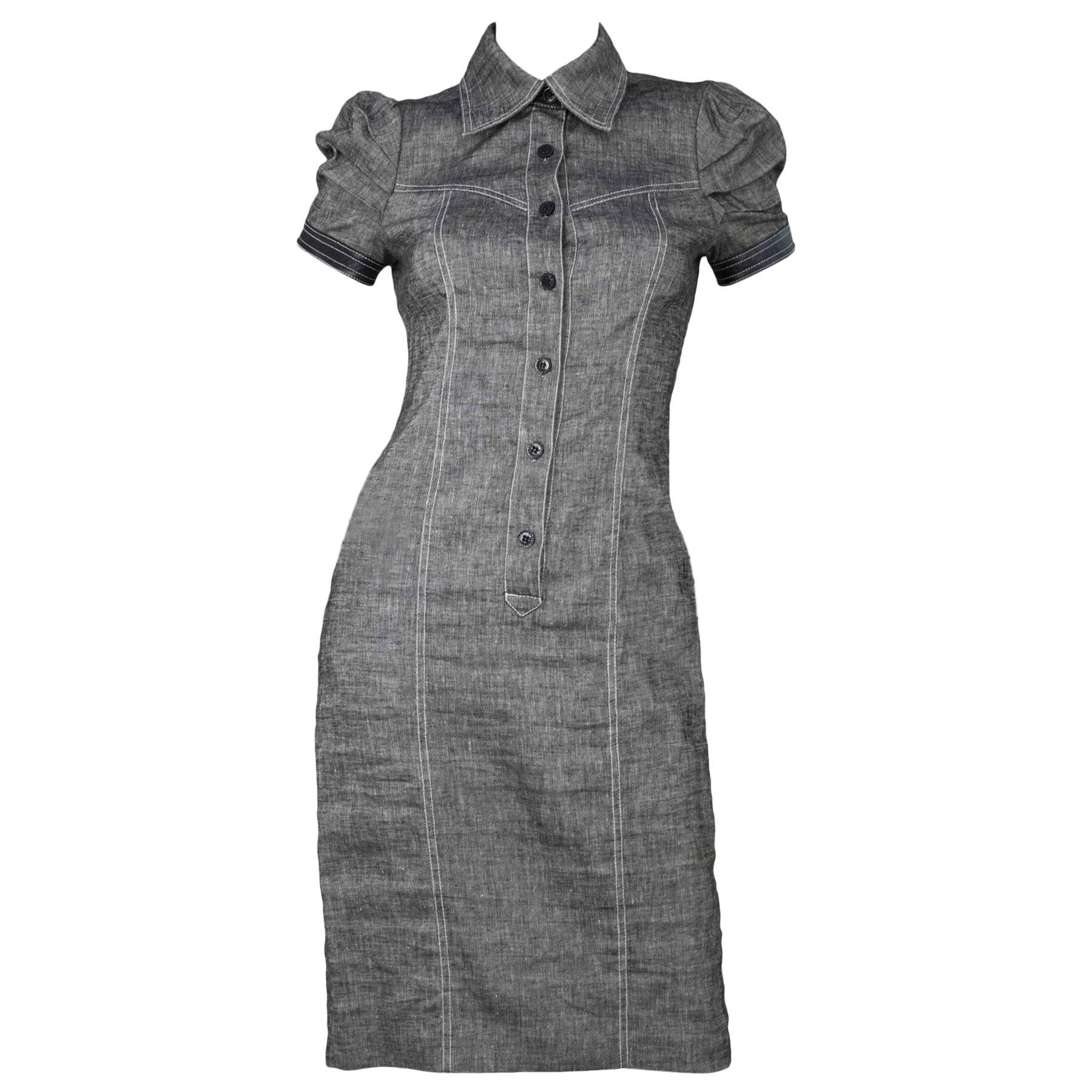 Versace V2 Linen Short Sleeve Polo Dress 