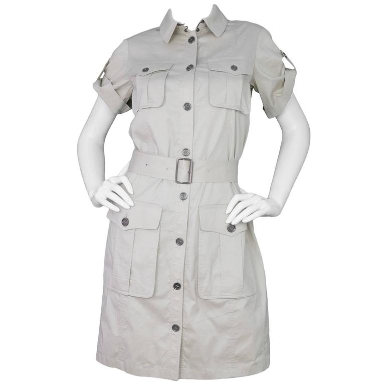 Burberry Brit Khaki Short Sleeve Button Up Dress sz US4 For Sale at 1stDibs  | burberry short sleeve button up, burberry button up short sleeve, khaki  button up dress