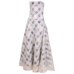 2000 S/S Olivier Theyskens Strapless Checkered Evening Gown 8