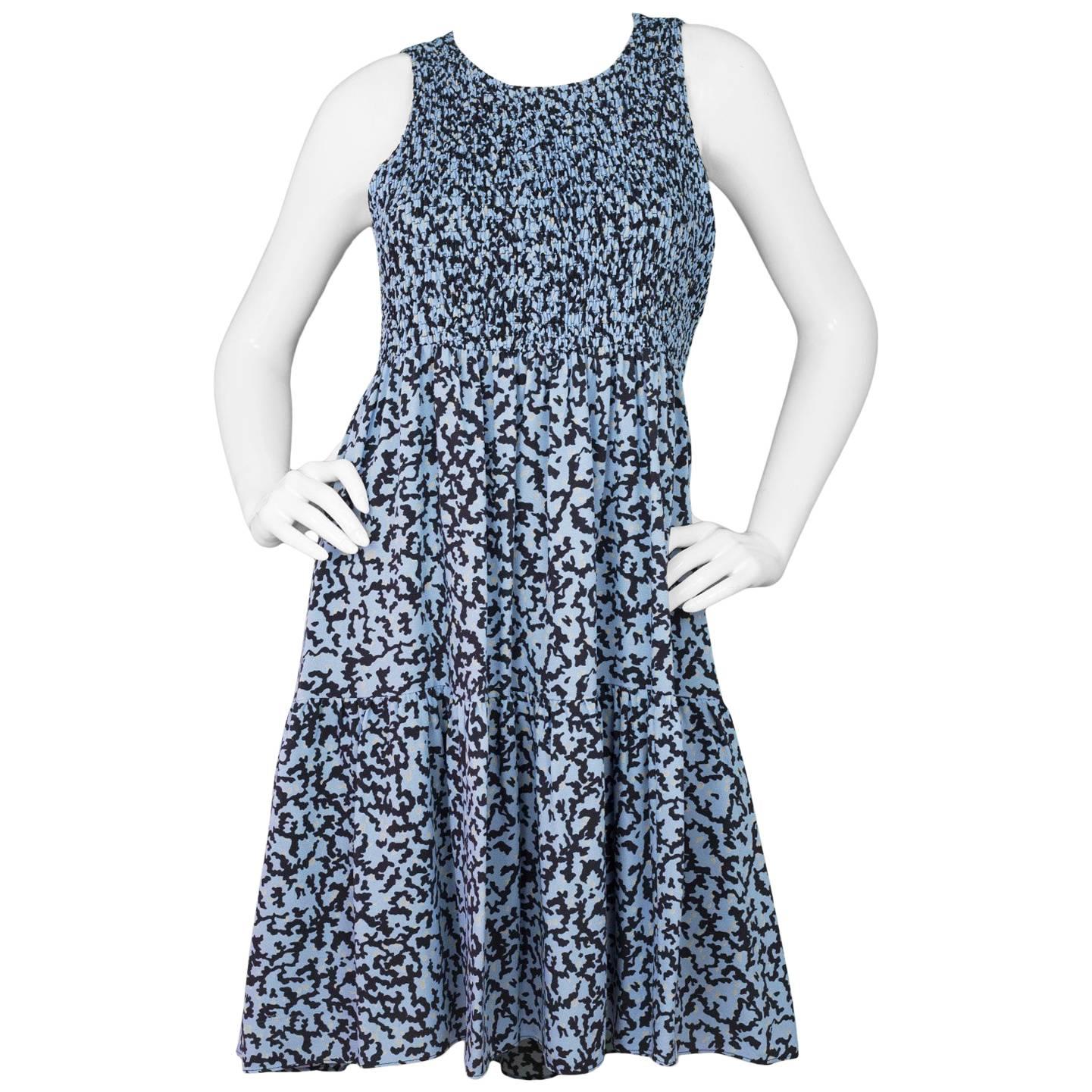 Proenza Schouler Blue Floral Print Silk Dress sz US4