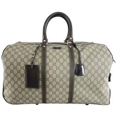 Gucci GG monogram Brown Canvas Duffle Rolling Luggage Carry on Travel Bag