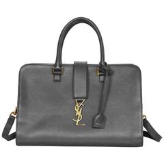 Saint Laurent Dark Anthracite Grey Medium Monogram Cabas Tote w/ Strap