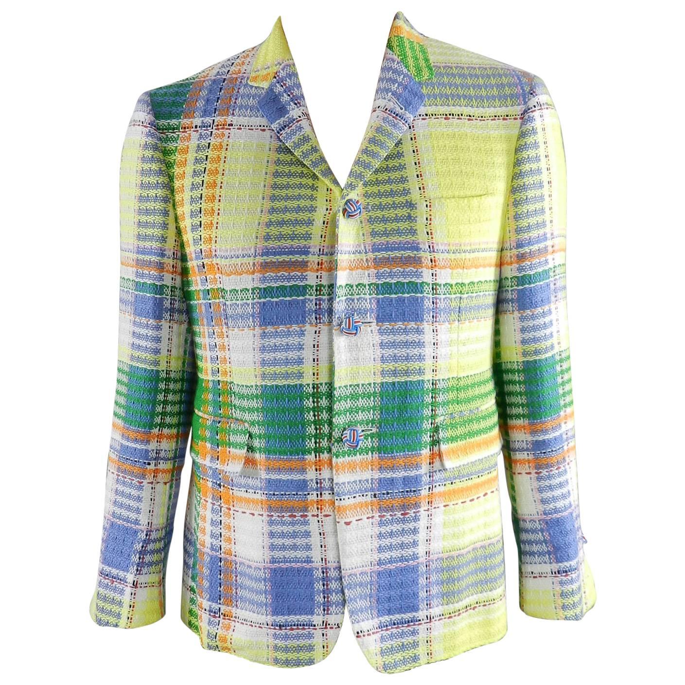 Thom Browne Spring 2013 Runway Yellow and Blue Madras Jacket