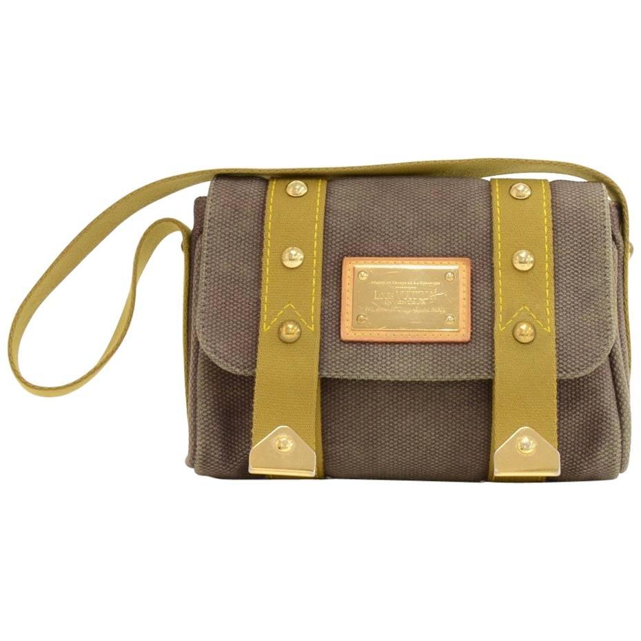 Louis Vuitton Sac Rabat Chocolate Brown Antigua Canvas Handbag For Sale