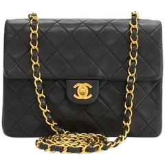 Chanel 8" Flap Black Quilted Leather Shoulder Mini Bag 12