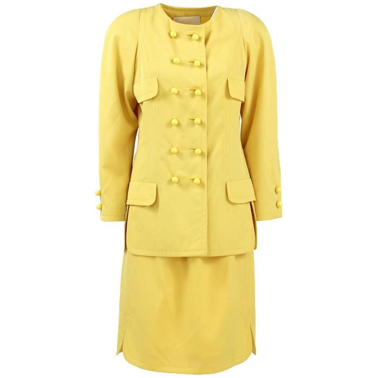 1980s Balenciaga Les Dix Yellow Wool Skirt Suit For Sale at 1stDibs