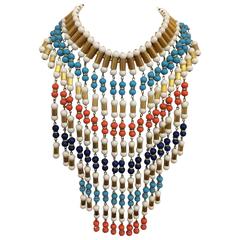 Wonderful William DeLillo Bead Bib Necklace 1960's 10