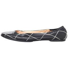 Chanel Black and Beige Quilted Ballet Flats sz FR36 For Sale at 1stDibs