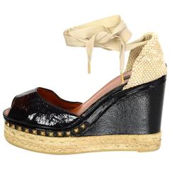 Marc Jacobs Black Patent Espadrille Wedge Sandals sz 40 For Sale at 1stDibs