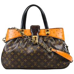 Louis Vuitton Brown Ostrich Monogram "Oskar Waltz" Bag