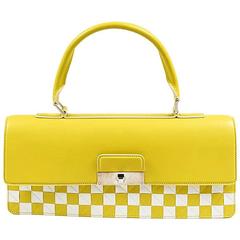 Louis Vuitton "Mosaic Envelope" Yellow & White Leather Damier Bag