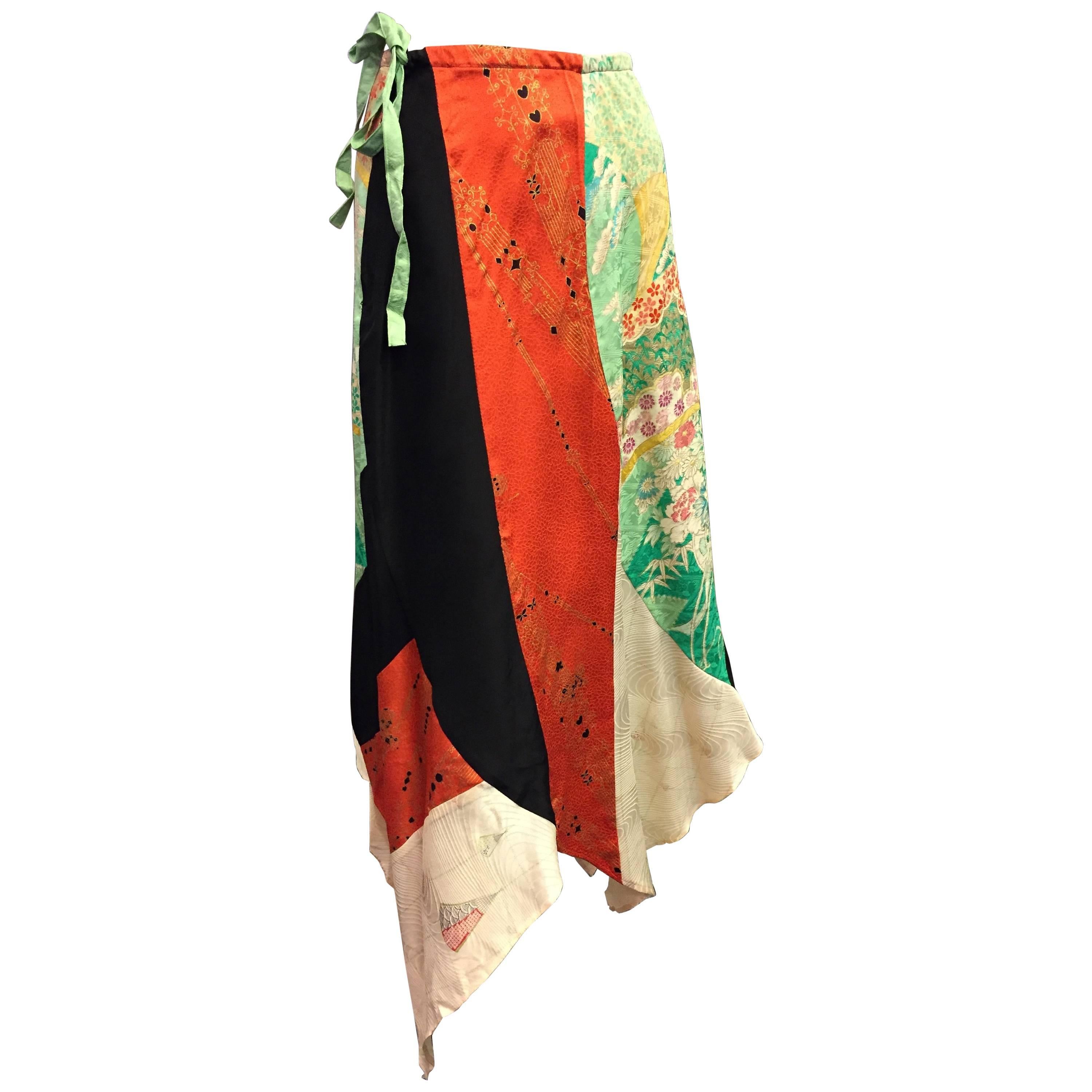 1970's Vintage Silk Kimono Patchwork Skirt 