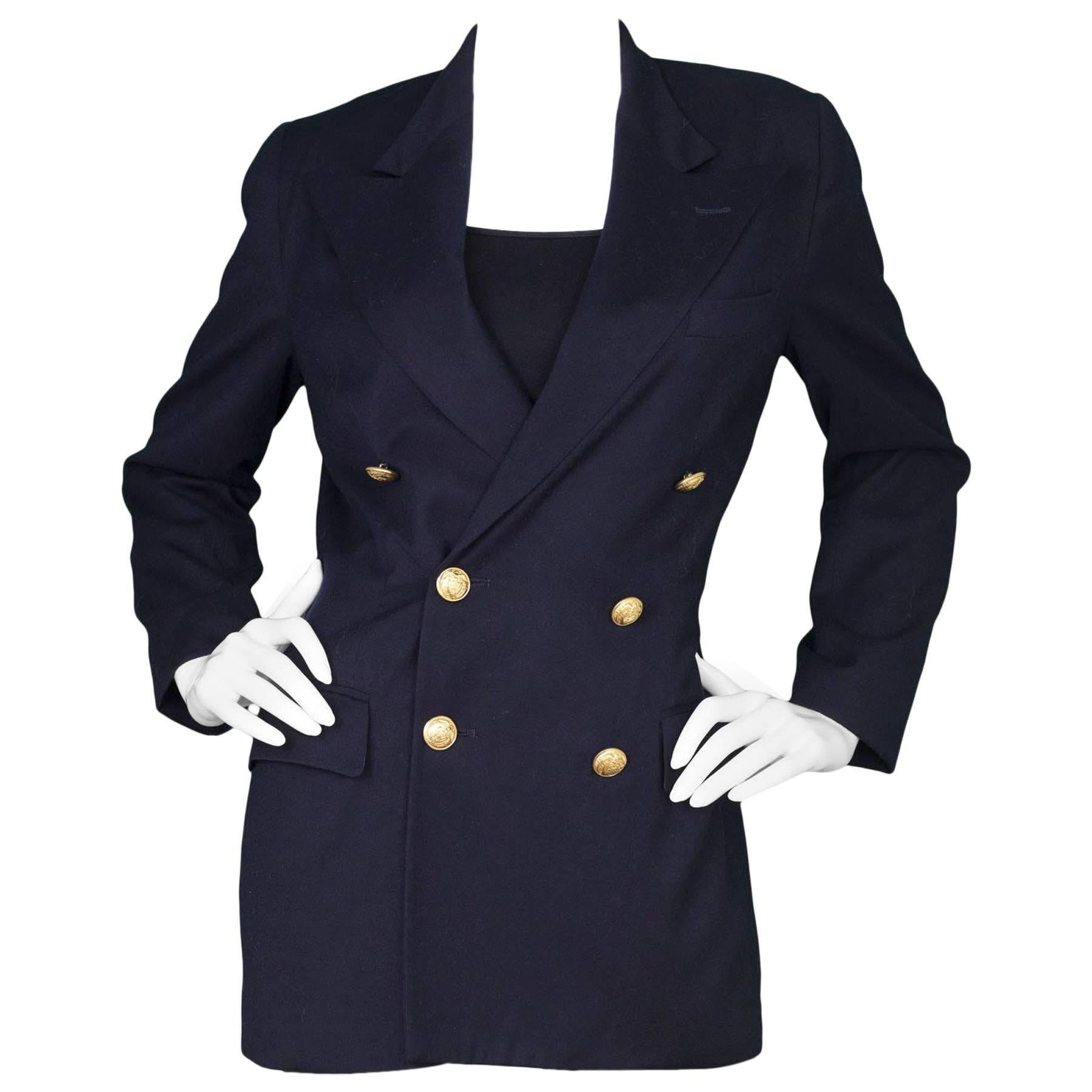Ralph Lauren Navy Wool Double Breasted Jacket sz US4