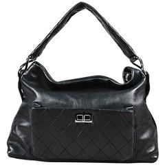 Chanel Black & Silver Tone Lambskin Leather Reissue "8 Knots" Hobo Bag