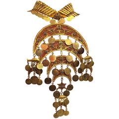 1940's Ethnic Gold Filigree Coin Bib Necklace 2