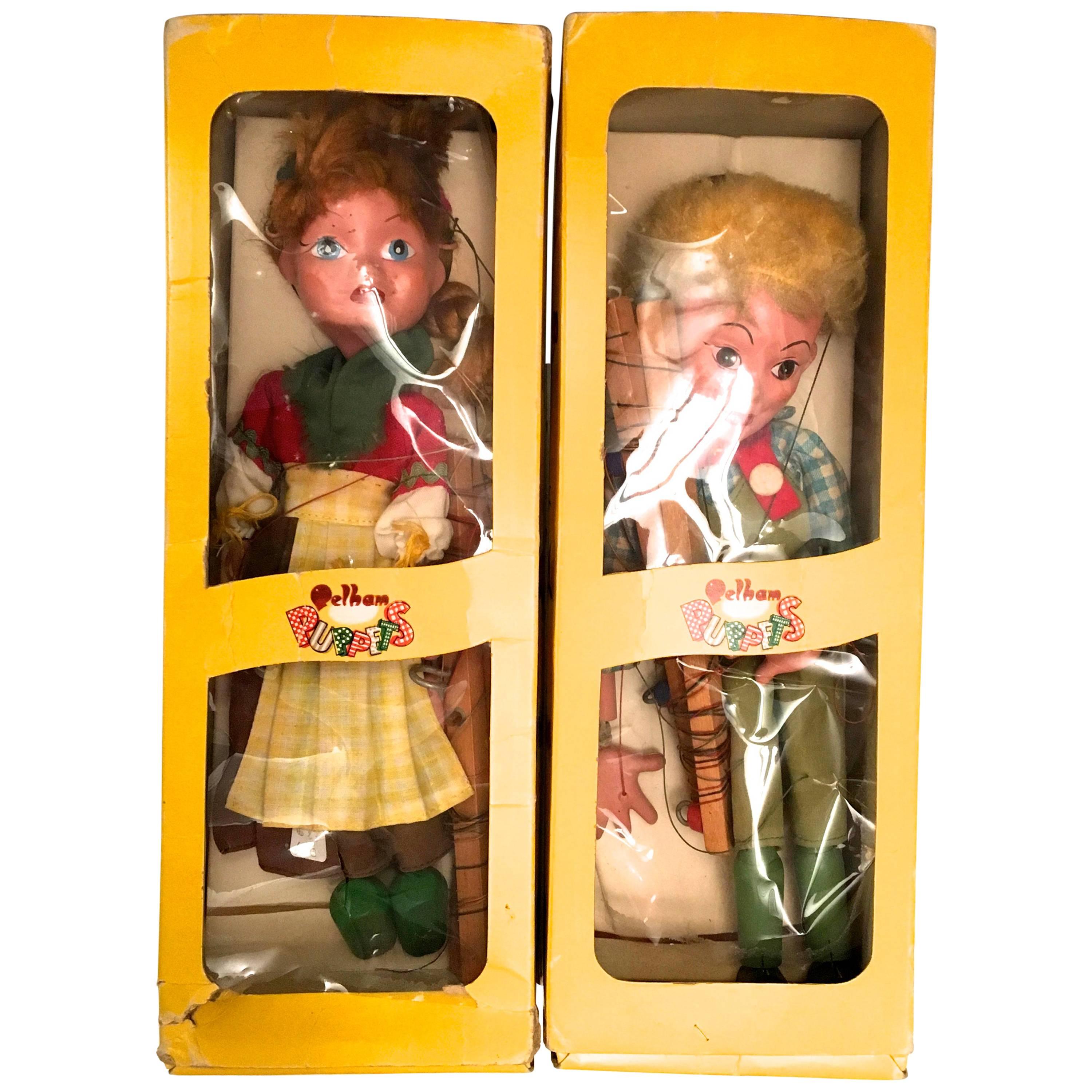 Vintage Pelham Puppets Hansel and Gretel Marionette Puppets For Sale