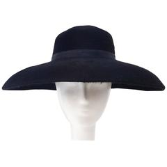 1960s Black Fur Felt Wide Brimmed Hat