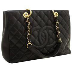 CHANEL Caviar GST 13" Grand Shopping Tote Chain Shoulder Bag Black
