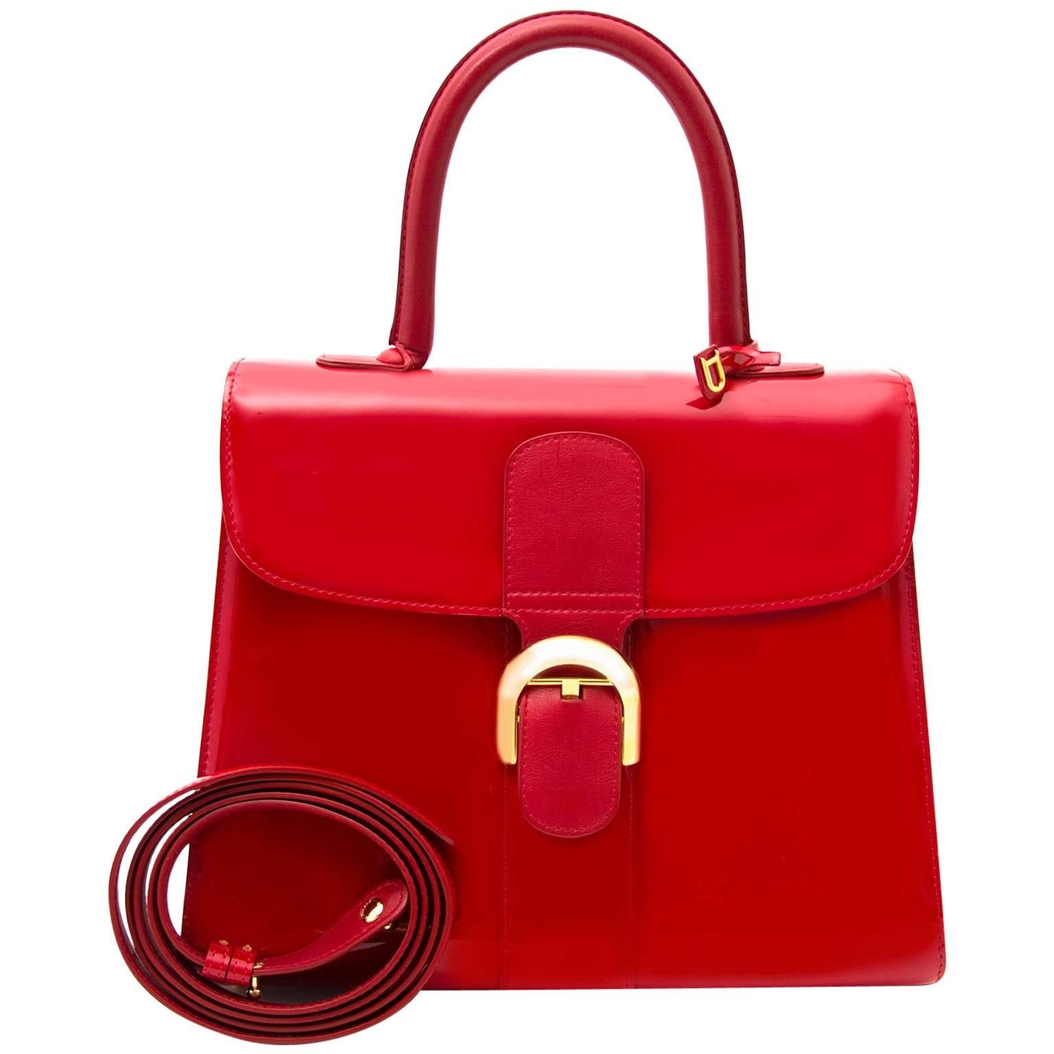 Delvaux Red Brillant Patent MM Bag 