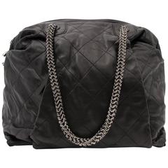 Chanel Schwarze Metallic Kette Einkaufstasche in limitierter Auflage