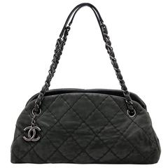 Chanel Black Glazed Calfskin Just Mademoiselle Medium Bowling Bag 9