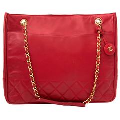 Chanel Red Shopping Tote 