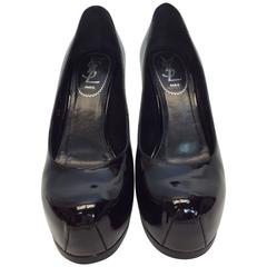 Yves Saint Laurent Patent Leather Black Stiletto
