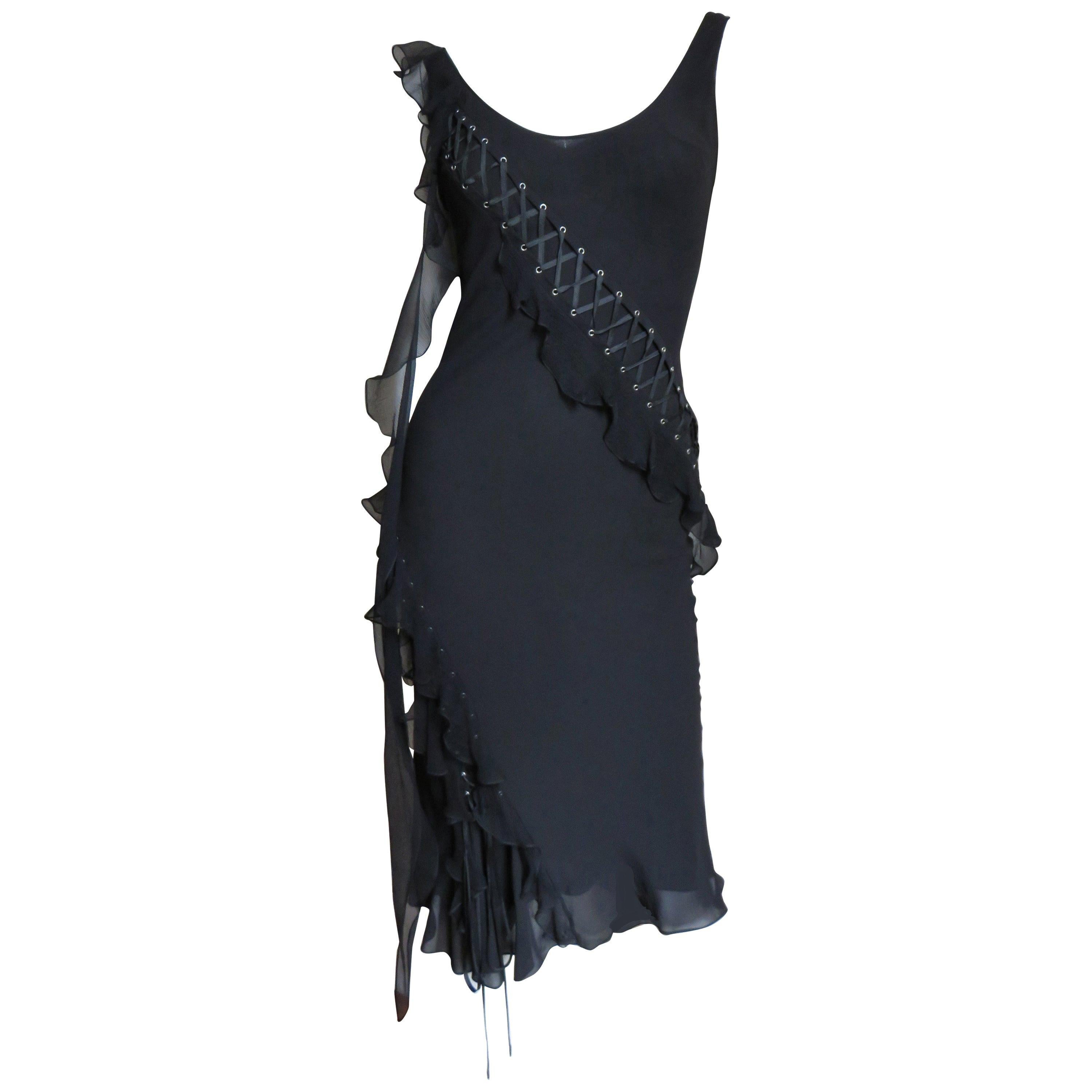 John Galliano for Christian Dior Lace up Silk Dress For Sale