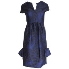 Dries van Noten Dacey Navy Jacquard Pre Fall 2014 Dress 36 UK 8 