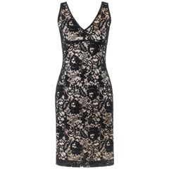 DOLCE & GABBANA A/W 2011 Vestido de cóctel negro de encaje floral superpuesto