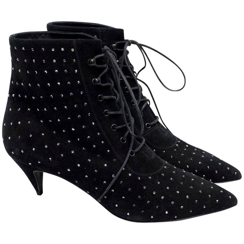 saint laurent black suede ankle boots