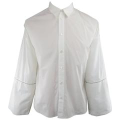 MARNI Size L White Solid Cotton Long Sleeve Wide Sleeve Shirt 8