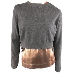 BRUNELLO CUCINELLI Size M Bronze Blouse Charcoal Cashmere Sweater Set