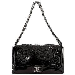 Chanel Tweed Petals Camellia Flap Bag Patent Medium