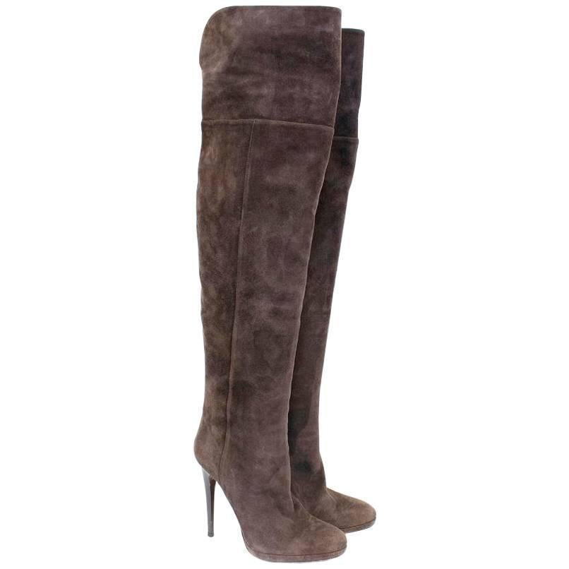 Jimmy Choo Taupe Suede Boots For Sale
