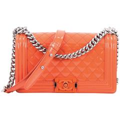 Chanel Boy Flap Bag Quilted Plexiglass Patent Old Medium